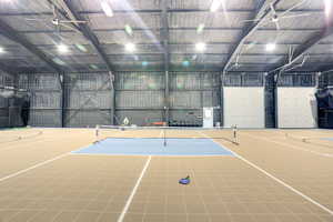 The court consists of 3 pickle ball courts 4 batting cages. And a full court basketball court. If that helps
