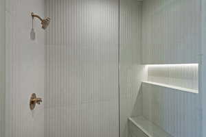 Bathroom view of tiled shower