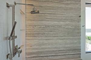 Bathroom view of a shower