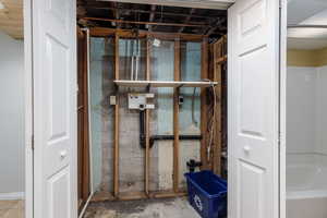 View of unfinished basement