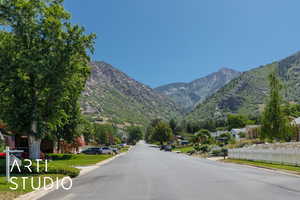 View of asphalt road featuring a mountain view