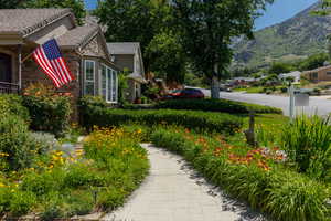 View of yard with a mountain view