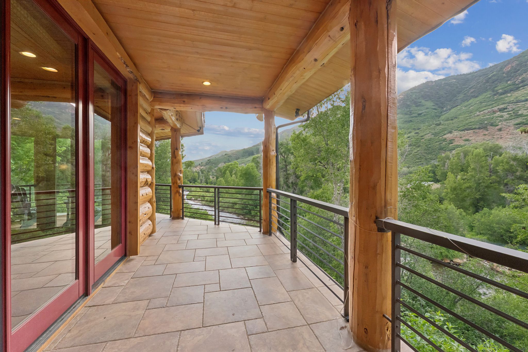 Balcony with a mountain view