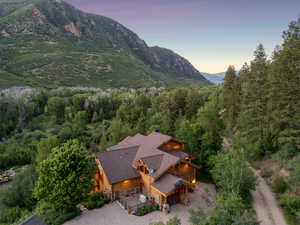 Mountain view with a heavily wooded area