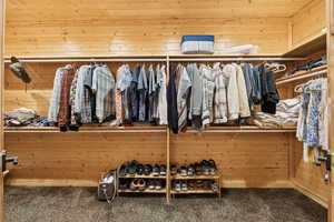Spacious closet featuring carpet floors