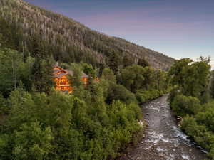 Mountain view with a heavily wooded area