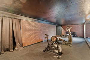 Workout area with brick wall