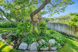View of yard with a mountain view