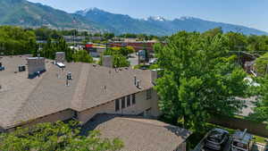 View from above of property with a mountainous background