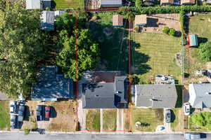 Aerial view of property's location with property parcel outlined