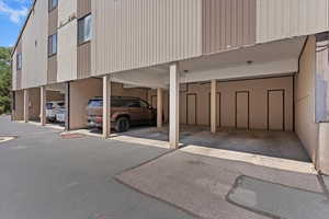 View of covered parking lot