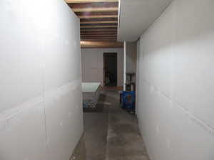 Hallway with concrete floors