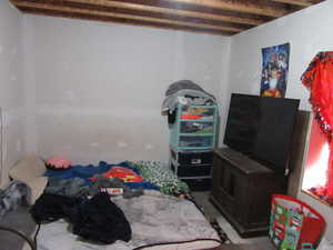 Partially finished basement bedroom