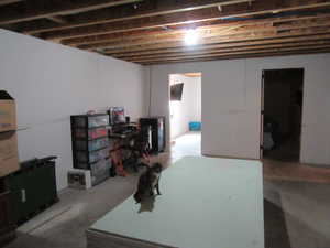 View of partially finished family room