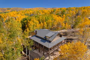 View of subject property with a forest