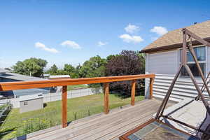 Large deck off the living room. West view. Can see the Salt Lake and Ogden. Great place to watch fireworks.