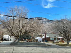 Mountain view in winter from front door