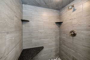 Bathroom featuring tiled shower