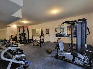 Workout area with baseboards