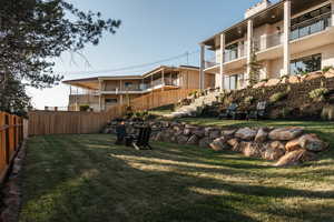 View of fenced backyard