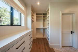 Walk in closet featuring light wood-type flooring