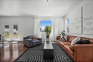 Living room with wood finished floors