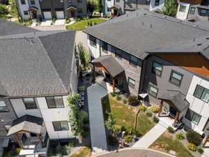 Aerial perspective of suburban area