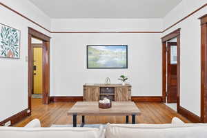 Living area featuring wood finished floors