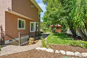 View of yard with a gazebo