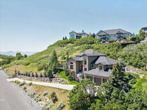 Aerial perspective of suburban area