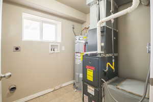 Utilities featuring electric water heater and heating unit