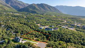 View from the East side of the lot (approximate lot lines drawn in)