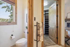 Bathroom with healthy amount of natural light and a spacious closet