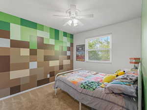 Second Upstairs Bedroom with fun Minecraft accent wall!