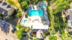 Bird's eye view of a pool area