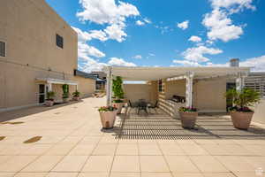 Rooftop patio with pergola