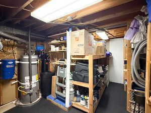 Storage featuring strapped water heater