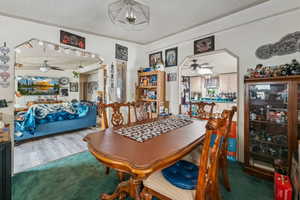 Dining room with access into the living room and kitchen.