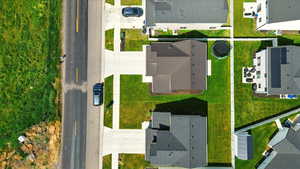 Aerial perspective of suburban area