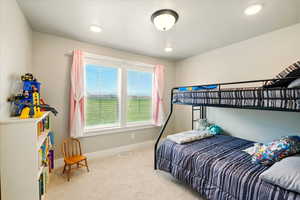 Bedroom featuring carpet floors and recessed lighting