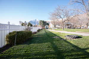 View of yard with a mountain view