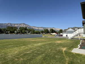View of yard with a mountain view