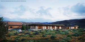 Back of property with a mountain view