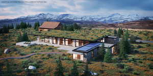 View of subject property featuring a mountain backdrop