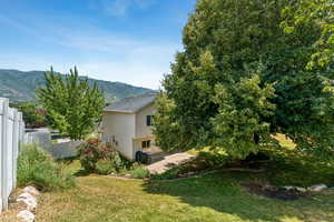 View of yard with a mountain view