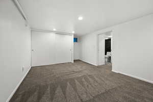 Bedroom featuring recessed lighting and carpet flooring
