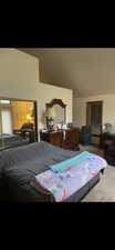 Bedroom with carpet flooring