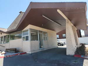 West side entry and drive-through