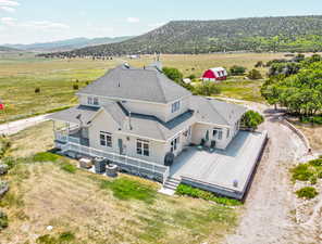View from above of property with mountains