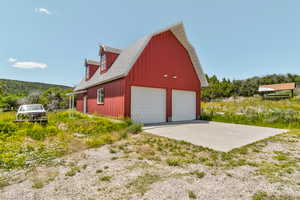 View of detached garage